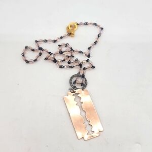 Rose Gold metal razor Necklace
